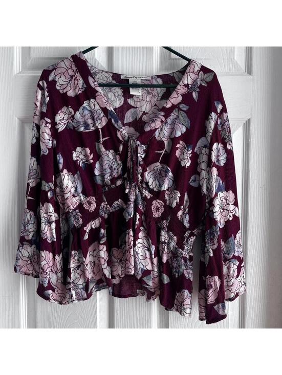 Tops - American Rag Cie Women's Purple and Burgundy Blous